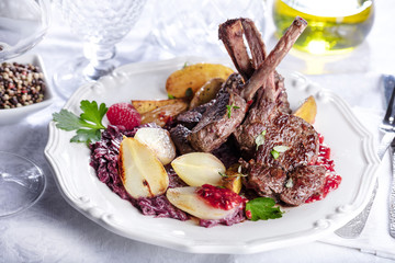 Hirschfleisch lammfleisch Wild Gericht.