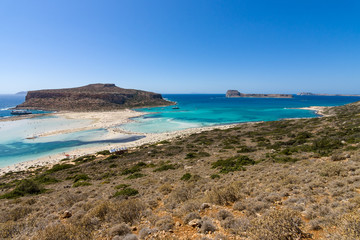 Fototapeta na wymiar Balos beach. The west coast of the peninsula Gramvousa. The island of Crete. Greece.