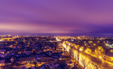 Fototapeta premium Voronezh downtown. Night cityscape from rooftop.Architecture. 