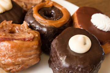 Delicious assortment of gourmet donuts.