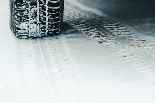 winter tires in the snow