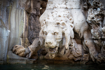 Fototapeta na wymiar Detail of a Sculpture at the Fontana dei Fiumi