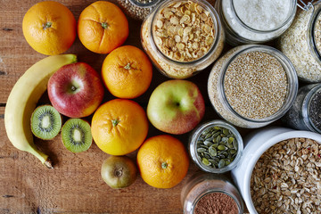 muesli bar variety of cereal and fruits
