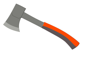 flat gray icon with an ax without a background. workhouse equipment