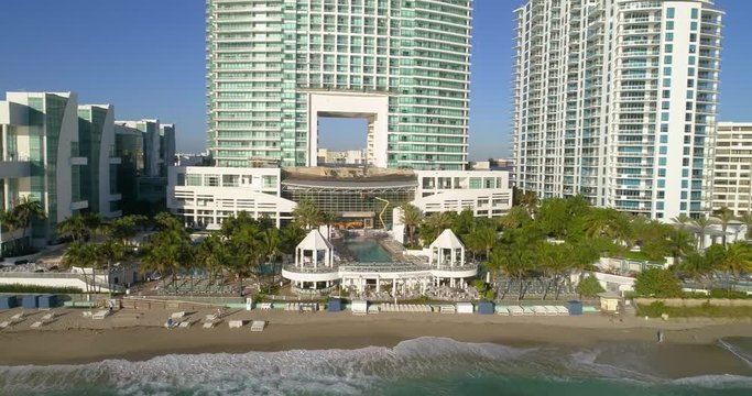 Aerial video of the pool deck at the westin diplomat Hollywood Beach FL