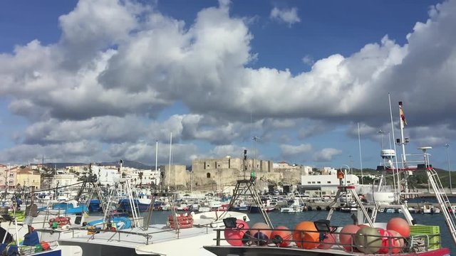Port of Tarifa with the castle in the background