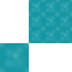 Seamless abstract turquoise geometric pattern with circles and pattern unit.