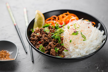 Glass noodle salad with meat and carrots