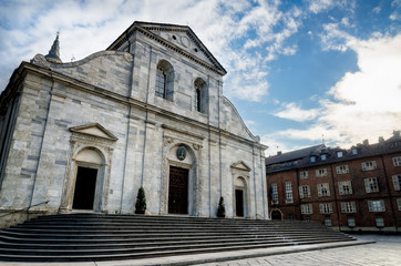 Facade of the cathedral of Turin (Piedmont, Italy)