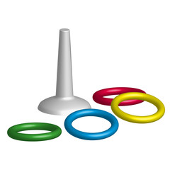 Game throwing rings toys in 3D, vector