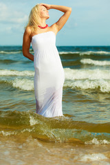 Young woman chilling out on the beach.