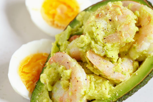 Stuffed Avocado With Garlic Shrimp