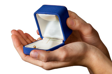 empty engagement blue ring box