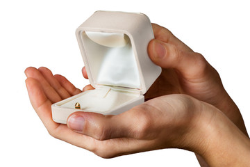 empty engagement white ring box
