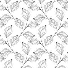 Vector Monochrome Seamless Floral Pattern