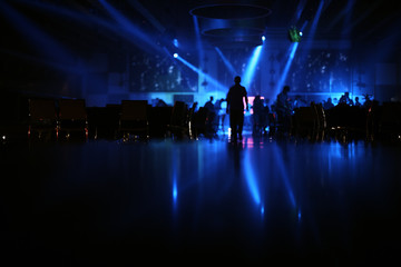 wedding party people dance in   black photo