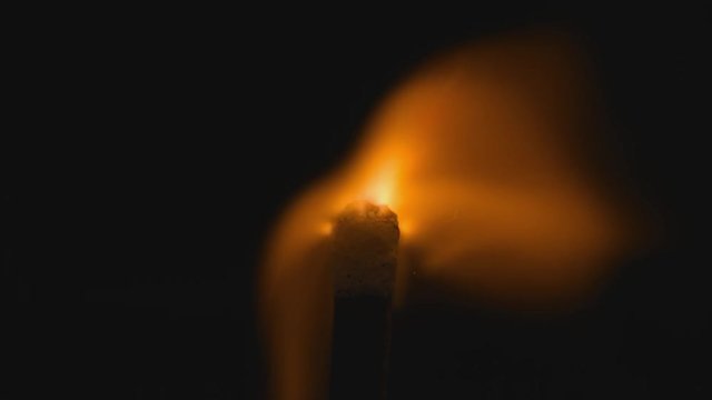 Several Matches in a Column Burn in Slow Motion Macro