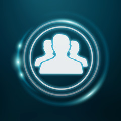 White and glowing blue social network icon 3D rendering