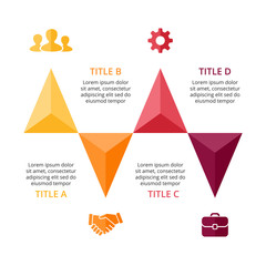 Vector up arrows infographic, diagram chart, triangle graph presentation template. Business timeline concept with 4 options, parts, steps, processes.