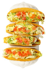 Set of Four Beef Tacos Over White