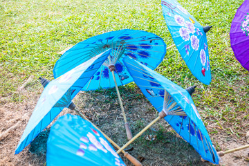Thai native umbrella on ground