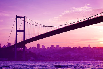 Bosphorus Bridge in Istanbul at sunset