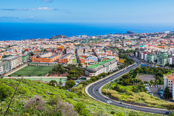 Fototapeta na wymiar Aerial view of the residential area of the town, Tenerife, Canary Islands.