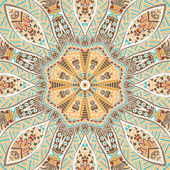 Drawing of a floral mandala in ethnic style