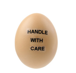 Poultry egg with a message on the shell giving information