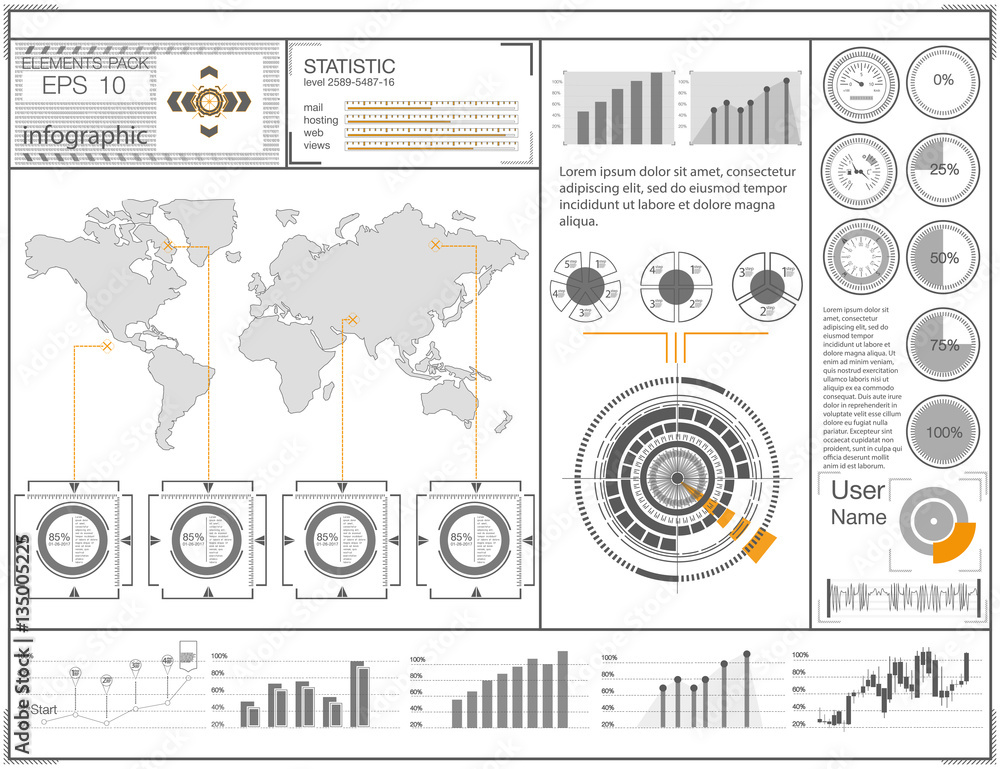 Poster futuristic user interface. hud ui. abstract virtual graphic touch user interface. hud background out