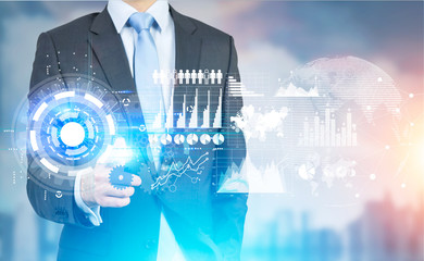 Man using virtual technology