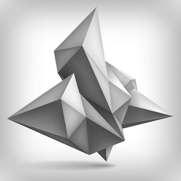 Volume geometric shape, 3d crystal, abstraction low polygons object, vector design form