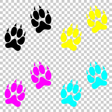 animal tracks icon. Colored set of cmyk icons on transparent background.