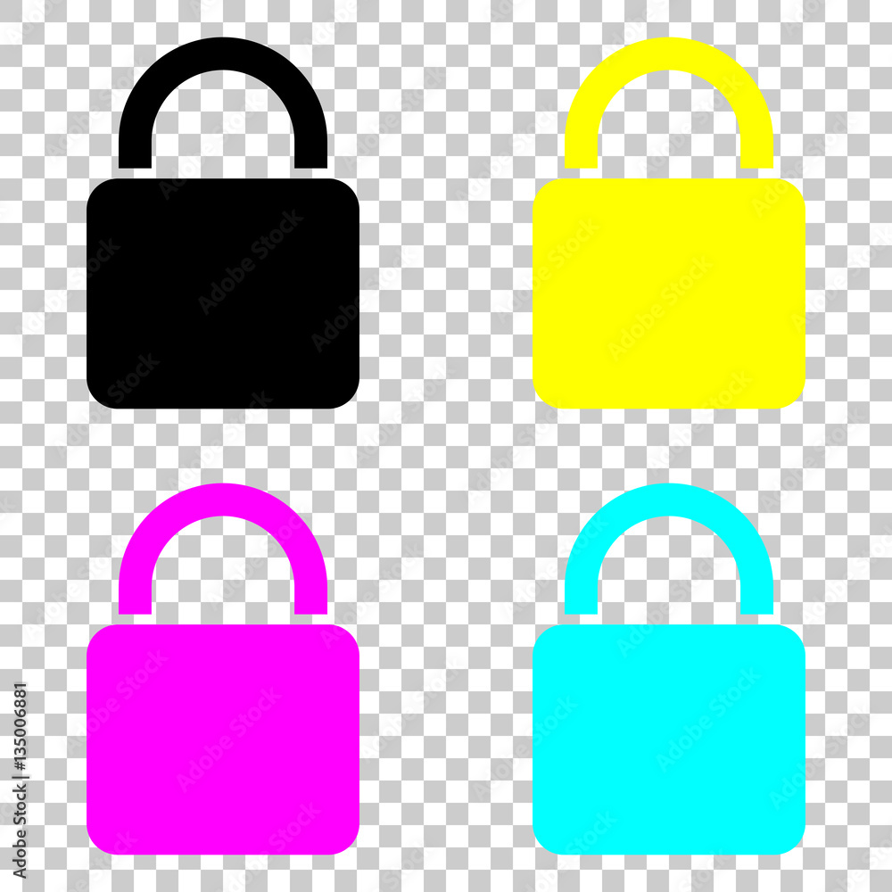Poster lock icon. colored set of cmyk icons on transparent background.