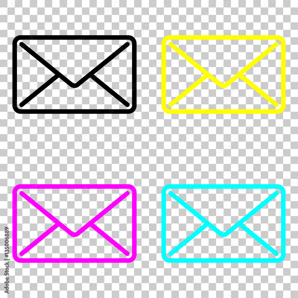 Poster mail close icon. colored set of cmyk icons on transparent background.