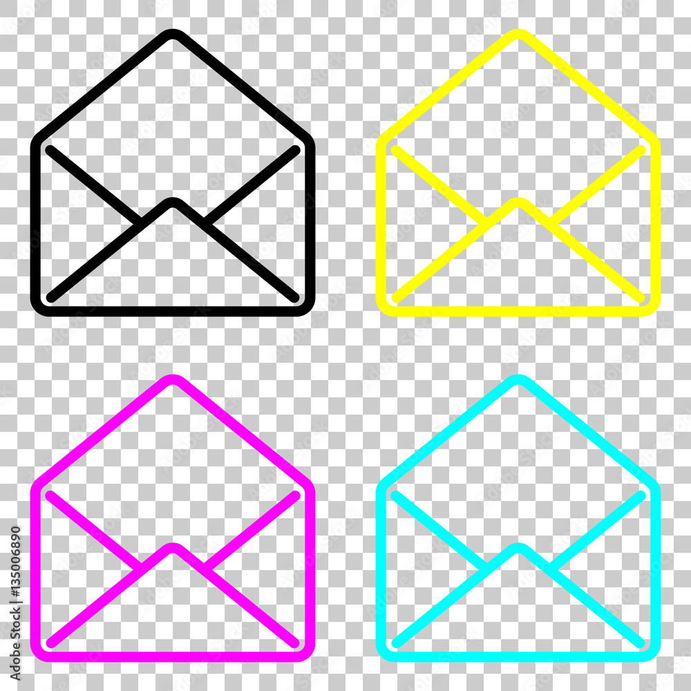 Poster mail open icon. colored set of cmyk icons on transparent background.