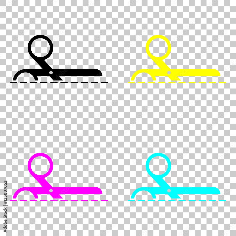 Poster scissors icon. colored set of cmyk icons on transparent background.