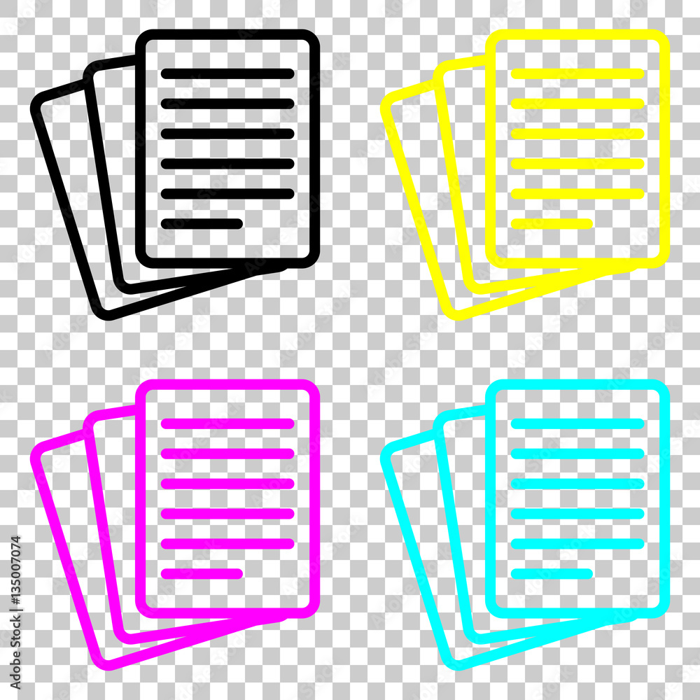 Aufkleber stack of paper icon. colored set of cmyk icons on transparent background.