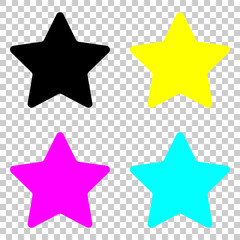 Star icon. Colored set of cmyk icons on transparent background.
