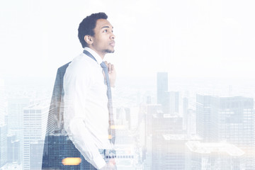 Fototapeta premium Black man thinking about employment