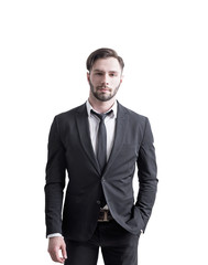 Handsome businessman on white background