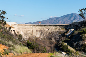 Wilderness foliage with San Miguel Mountain and Sweetwater dam in San Diego, California.  
