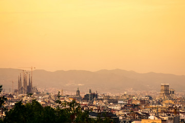 View of Barcelona in the late afternoon time.