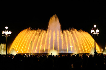 Magic Fountain of Montju&iuml;c in the evening.
