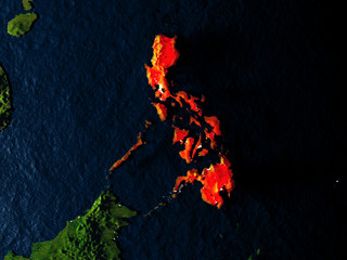 Philippines in red from space at night