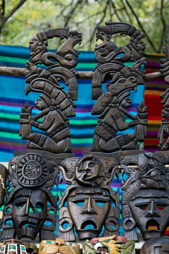 Mayan souvenirs on sale in Chichen Itza, Yucatan, Mexico