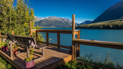 SEPTEMBER 1, 2016 Scenic View Of The Kenai Mountains and Kenai Lake from the Kingfisher Roadhouse, Alaska