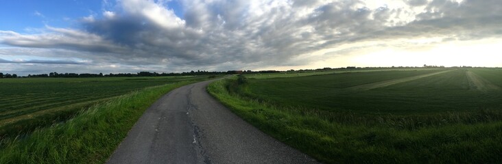 Fototapeta na wymiar Small road in Friesland