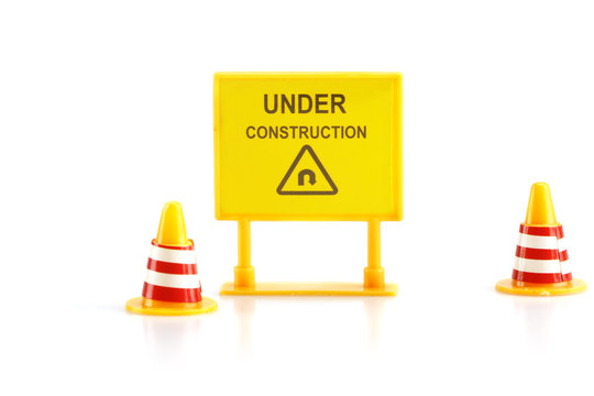 Warning sign under construction
