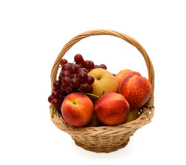 fruit basket on white background